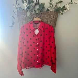 ZARA satin polka dot blouse HOT BLOGGER FAVORITE!!!